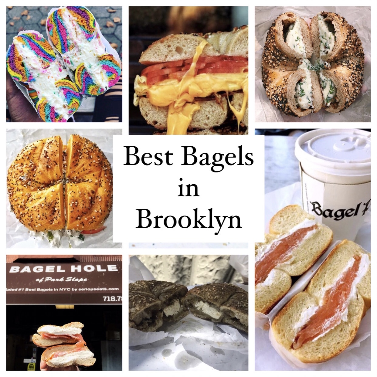 Collage of some of the best bagels in Brooklyn